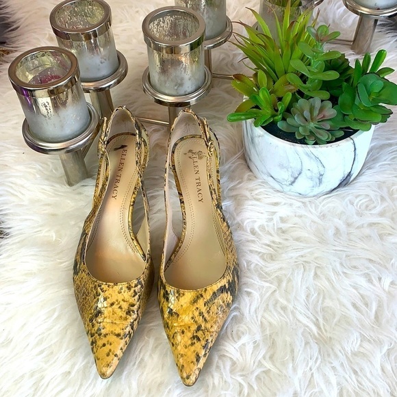 ELLEN Tracy snake print slingback heel shoes size 7.5 - Picture 1 of 13